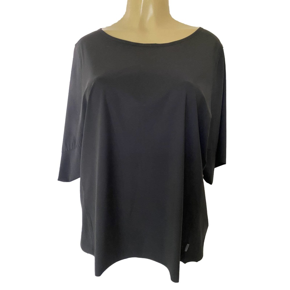 OSKA Oversized Top Blouse Black Short Sleeve Round Neck Lagenlook Relaxe…